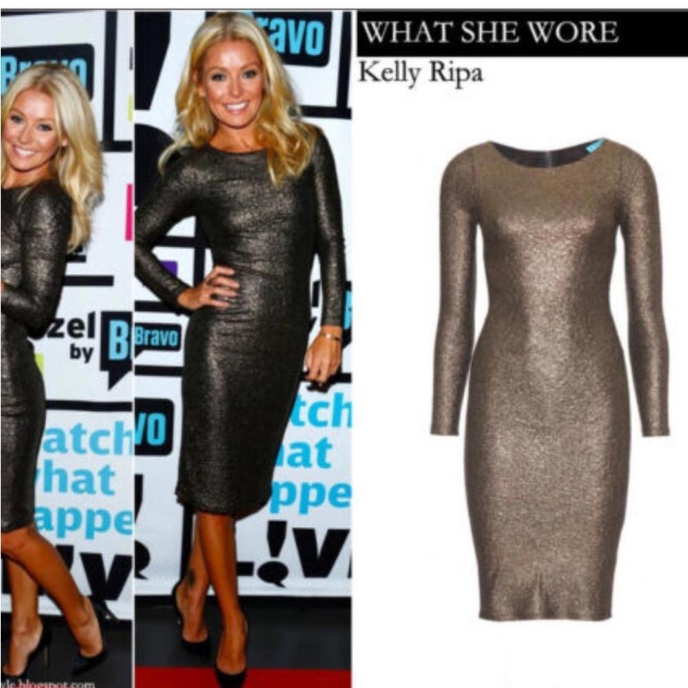Alice + Olivia Selma Metallic Bronze Bodycon Dress Small - Picture 13 of 13